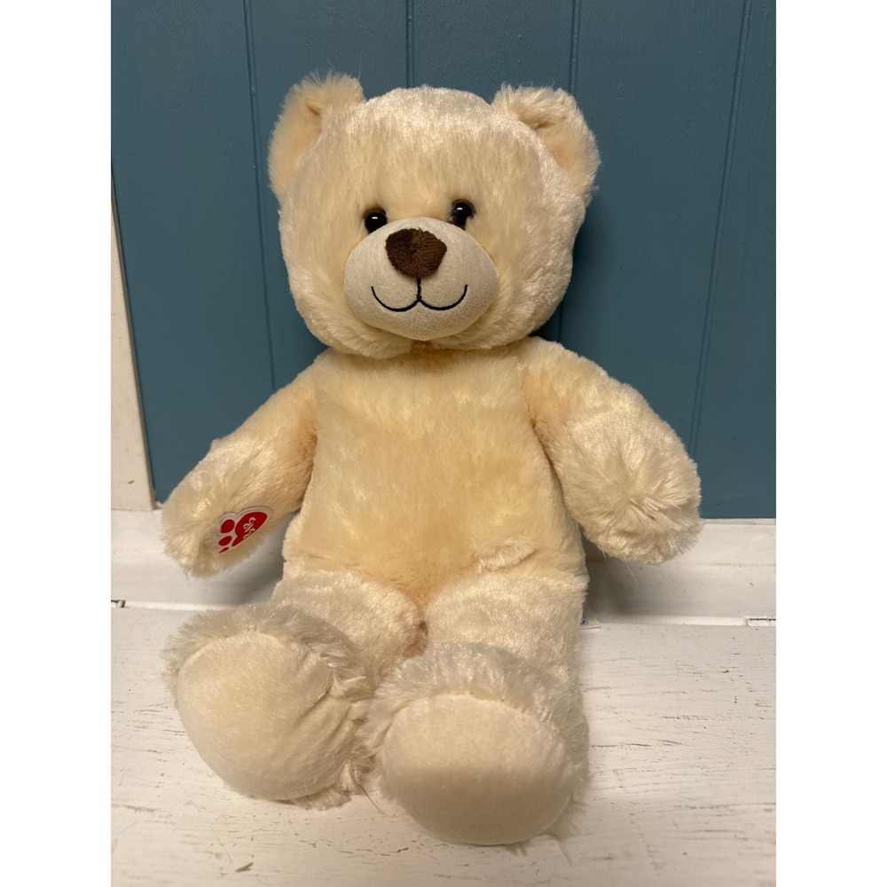Build a Bear Workshop Cream Teddy Bear Plush Stuffed Animal Paw Print‎